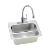 Elkay® DCR2522103 Pursuit™ Laundry Sink, Rectangle Shape, 25 in W x 10-1/4 in D x 22 in H, Top Mount, Stainless Steel, Brushed Satin