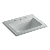 Memoirs® Elegant Self-Rimming Bathroom Sink With Overflow, Rectangular, 8 in Faucet Hole Spacing, 22-3/4 in W x 18 in D x 8-7/8 in H, Drop-In Mount, Vitreous China, Ice Gray™