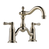 Brizo® 65536LF-PN Tresa® Widespread Bridge Lavatory Faucet, Commercial, 1.5 gpm Flow Rate, 5-1/2 in H Spout, 8 in Center, Polished Nickel, 2 Handles, Pop-Up Drain