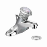 Moen® 64625 Mini-Widespread Lavatory Faucet, Chateau®, 1.5 gpm Flow Rate, 1-3/4 in H Spout, 4 in Center, Chrome, 1 Handle, 50/50 Pop-Up Drain