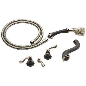 Brizo® T70385-PNCO Tub Filler Trim Kit, Charlotte®, 2 gpm Flow Rate, 8 in Center, Cocoa Bronze/Polished Nickel, 2 Handles