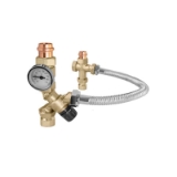 Caleffi TankMixer™ 520516AX Mixing Valve With 18 in Flex Hose, 3/4 in FNPT x Press, Brass