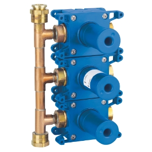 GROHE 35032000 Rapido C Triple Volume Control Rough-In Valve, 1/2 in FNPT Inlet x 1/2 in FNPT Outlet, Brass Body