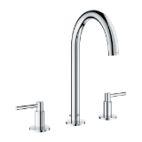 GROHE 20069003 20069_3 Atrio® M-Size Widespread Bathroom Faucet, Residential, 1.2 gpm Flow Rate, 7-1/2 in H Spout, 5-1/2 to 13-3/8 in Center, StarLight® Polished Chrome, 2 Handles