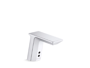 Kohler® 13467-SATA-CP Geometric Touchless single-hole lavatory faucet with Insight™ sensor technology, DC-powered, less drain, 0.35 gpm, Polished Chrome