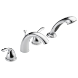 DELTA® T4705 Roman Tub Trim with Hand Shower, Classic, 2 gpm Flow Rate, 8 to 16 in Center, 5-7/8 in Reach x 5-3/16 in H Spout, Chrome