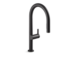 Kohler® 28268-BL Components® Pull-down Arc Spout kitchen sink faucet with two-function sprayhead, Matte Black