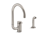 Kohler® 28272-VS Components® Single-handle kitchen sink faucet with two-function extended-reach Arc spout and side sprayer, Vibrant® Stainless