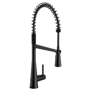 Moen® 5925EWBL 5925EW Sleek Flexible Faucet, 1.5 gpm Flow Rate, Matte Black, 1 Handle, 3 Faucet Holes, Function: Traditional