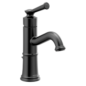 Moen® 6402BL High Arc Bathroom Faucet, 5.5 in Spout, Matte Black, 1 Handle