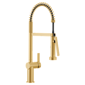 Moen® 7822BG CIA™ Pulldown Faucet, 1.5 gpm Flow Rate, Brushed Gold, 1 Handle, 3 Faucet Holes