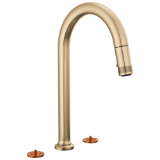 Brizo® 62506LF-GLLHP-L Kintsu® Widespread Pull-Down Faucet with Arc Spout - Less Handles, Lumicoat® Luxe Gold