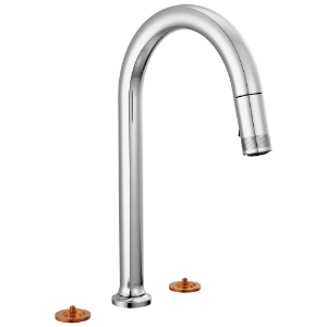 Brizo® 62506LF-PCLHP-L Kintsu® Widespread Pull-Down Faucet with Arc Spout - Less Handles, Lumicoat® Polished Chrome