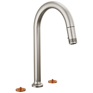 Brizo® 62506LF-SSLHP-L Kintsu® Widespread Pull-Down Faucet with Arc Spout - Less Handles, Lumicoat® Stainless