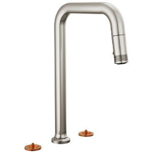 Brizo® 62507LF-SSLHP-L Kintsu® Widespread Pull-Down Faucet with Square Spout - Less Handles, Lumicoat® Stainless