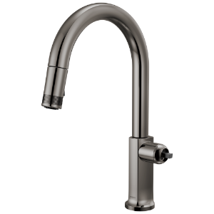 Brizo® 63006LF-BNXLHP-L Kintsu® Pull-Down Faucet with Arc Spout - Less Handle, Lumicoat® Black Onyx