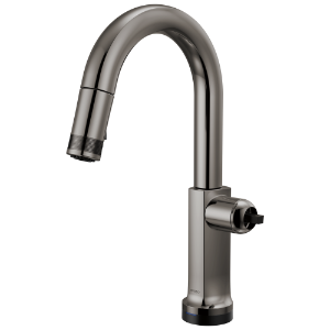 Brizo® 64906LF-BNXLHP-L Pull-Down Faucet with Arc Spout - Less Handles, Kintsu®, Black Onyx, 1 Handle, 1.8 gpm
