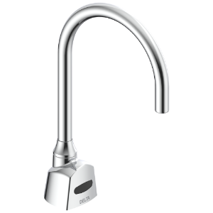 DELTA® Commercial 1500TF3370-R35 1500T Series: Deckmount Electronic SE Gooseneck Fct, HW, 1.5gpm, R35 spout, Chrome