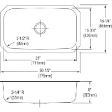 Elkay® DCFU2816 Dayton® Kitchen Sink, Soft Satin, Rectangle Shape, 28 in L x 15-3/4 in W x 8 in D Bowl, 30-1/2 in L x 18-1/4 in W x 8 in H, Under Mount, 18 ga 304 Stainless Steel