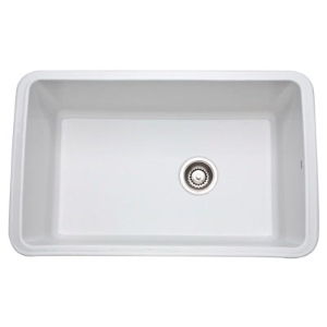 Rohl® 6307-00 Kitchen Sink, White, Rectangle Shape, 28-1/2 in L x 17-3/8 in W x 10 in D Bowl, 31-5/8 in L x 19-5/8 in W x 11 in H, Under Mount, Fireclay