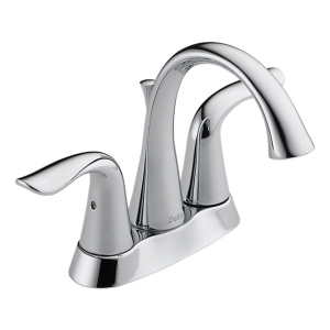 DELTA® 2538-TP-DST Tract-Pack™ Lahara® Centerset Lavatory Faucet, Chrome, 2 Handles, 50/50 Pop-Up Drain, 1.2 gpm Flow Rate
