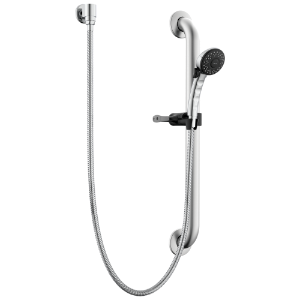 Commercial RPW324HDF-1.5C HDF® Slide Bar Hand Shower, 3 in Dia, 1.5 gpm Flow Rate, 60 to 82 in L Hose, 1/2 in - 14 NPSM Connection, Stainless