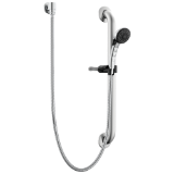 Commercial RPW324HDF-1.5C HDF® Slide Bar Hand Shower, 3 in Dia, 1.5 gpm Flow Rate, 60 to 82 in L Hose, 1/2 in - 14 NPSM Connection, Stainless