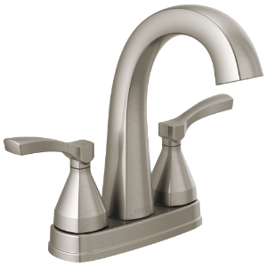 DELTA® 25775-SS-PR-MPU-DST Stryke® Centerset Bathroom Faucet, Lumicoat® Stainless, 2 Handles, Metal Pop-Up Drain, 1.2 gpm