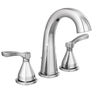 DELTA® 35775-PR-MPU-DST Stryke® Traditional Bathroom Faucet, 1.2 gpm Flow Rate, 5-3/8 in H Spout, 4 to 16 in Center, Chrome, 2 Handles, Pop-Up Drain