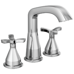 DELTA® 357766-PR-MPU-DST Stryke® Traditional Bathroom Faucet, 1.2 gpm Flow Rate, 5-3/8 in H Spout, 4 to 16 in Center, Chrome, 2 Handles, Pop-Up Drain