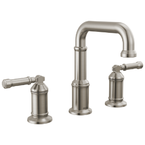 DELTA® 3584-SS-PR-DST Broderick® Traditional Bathroom Faucet, 1.2 gpm Flow Rate, 5-1/2 in H Spout, 4 to 16 in Center, Lumicoat® Stainless, 2 Handles, Pop-Up Drain