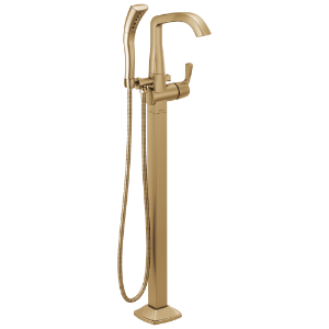 DELTA® T4776-CZ-PR-FL Single Handle Floor Mount Tub Filler Trim, Lumicoat® Champagne Bronze