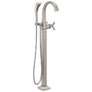 DELTA® T47776-SS-PR-FL Floor Mount Tub Filler Trim, 1.75 gpm Shower, Lumicoat® Stainless