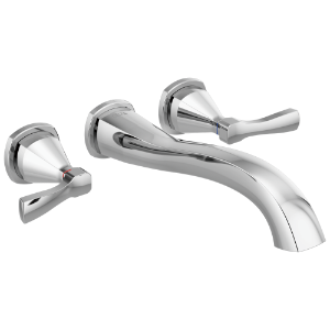 DELTA® T5776-PR-WL Stryke® Deck Mount Tub Filler, 8 gpm Flow Rate, 8 in Center, Chrome, 2 Handles, Commercial