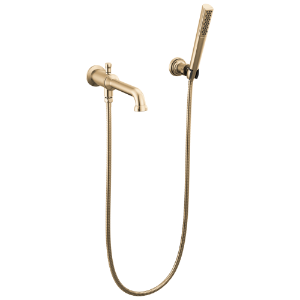 DELTA® T5784-CZ-PR-LHP-WL Broderick® Wall Mount Tub Filler Trim with Hand Shower, 1.75 gpm Flow Rate, 11-3/4 in H Spout, 8 in Center, Champagne Bronze, 2 Handles