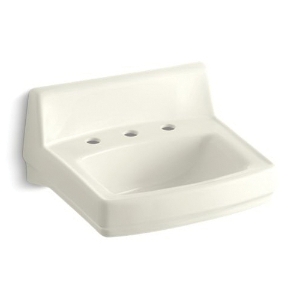 Kohler® 2030-96 Greenwich™ Bathroom Sink with Overflow, Squared Shape, 4 in Faucet Hole Spacing, 20-3/4 in W x 18-1/4 in D x 7-3/4 in H, Wall Mount, Vitreous China, Biscuit