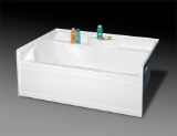 Oasis® Styllis BA-6042L Left Hand Drain, Soaking Therapy Tub, 60" x 42" x 23-3/4", Fiberglass Composite, White