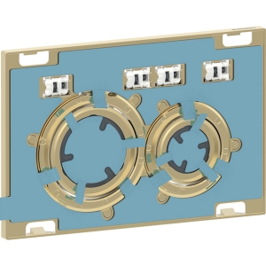 Geberit 115.652.00.1 Sigma50 Actuator Plate, Round, Dual Flush, Metal Colour Brass-Coloured: Base Plate: Brass-Coloured / Brushed, Easy-To-Clean Coated, Cover Plate, Button: Customised, Design Ring/-S: Brass-Coloured