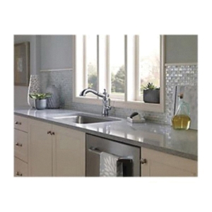 DELTA® 4353-DST Linden® Kitchen Faucet, 1.5 gpm Flow Rate, 120 deg Swivel Spout, Chrome, 1 Handle, 1/3 Faucet Holes