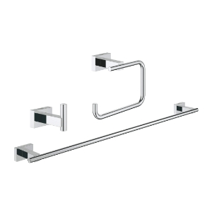 GROHE 40777001 Guest Bathroom Accessories Set, Essentials Cube, 1 Bars, 1 Hooks
