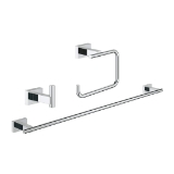 GROHE 40777001 Guest Bathroom Accessories Set, Essentials Cube, 1 Bars, 1 Hooks, StarLight® Polished Chrome