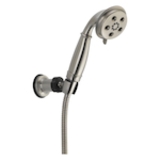 DELTA® 55433-SS Wall Mount Hand Shower, 3 in Dia 3 Shower Head, 1.75 gpm Flow Rate, 60 in L Hose, 1/2 in Connection, Stainless