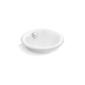 Kohler® 20211-W-0 Iron Plains® Bathroom Sink With Overflow Drain and White Painted Underside, Round Shape, 12 in W x 12 in D x 6-5/16 in H, Vessel/Drop-In/Under Mount, Enameled Cast Iron, White