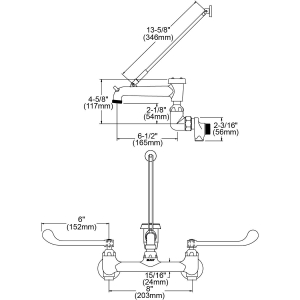 Elkay® LK940BR07T6S Traditional Service/Utility Faucet, Wall Mount, 2 Handles, 8 in Center, 4 gpm, Polished Chrome