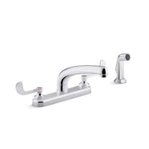 Kohler® 810T21-5AFA-CP Triton® Bowe® Kitchen Sink Faucet, 1.8 gpm Flow Rate, 8 in Center, Swivel Spout, Polished Chrome, 2 Handles
