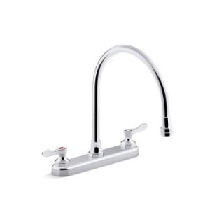 Kohler® 810T70-4AFA-CP Triton® Bowe® Kitchen Sink Faucet, 1.8 gpm Flow Rate, 8 in Center, Gooseneck Swivel Rigid Spout, Polished Chrome, 2 Handles