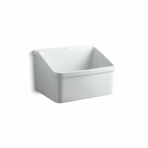 Kohler® 12793-0 Hollister™ Utility Sink With Single Faucet Hole, Rectangle Shape, 1 Faucet Hole, 28 in W x 22 in D x 17-1/2 in H, Wall Mount, Vitreous China, White