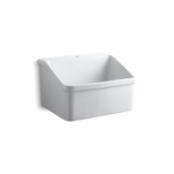 Kohler® 12793-0 Hollister™ Utility Sink with Single Faucet Hole, Rectangle Shape, 1 Faucet Hole, 28 in W x 22 in D x 17-1/2 in H, Wall Mount, Vitreous China, White