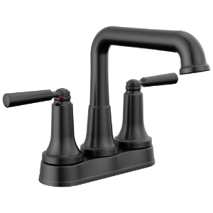 DELTA® 2536-BLMPU-DST SAYLOR™ Centerset Bathroom Faucets, Matte Black, 2 Handles, Metal Pop-Up Drain, 1.2 gpm