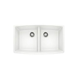 Blanco 440071 PERFORMA™ SILGRANIT® II Kitchen Sink, White, Rectangle Shape, 15 in Left, 15 in Right L x 18 in Left, 18 in Right W x 10 in Left, 10 in Right D Bowl, 33 in L x 20 in W, Under Mount, Solid Granite